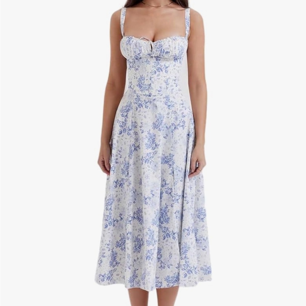 Blue and white milk maid dress